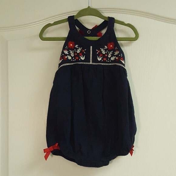 Tommy Bahama Navy Embroidered Boho Romper - Picture 1 of 5